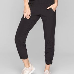 Athleta Ruched Bottom Black Pants, Size 8